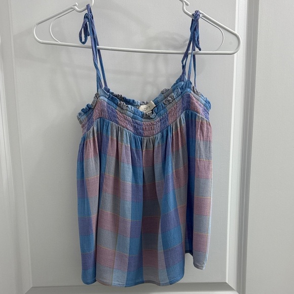 LOFT Tops - LOFT Blue and Pink Checkered Camisole
